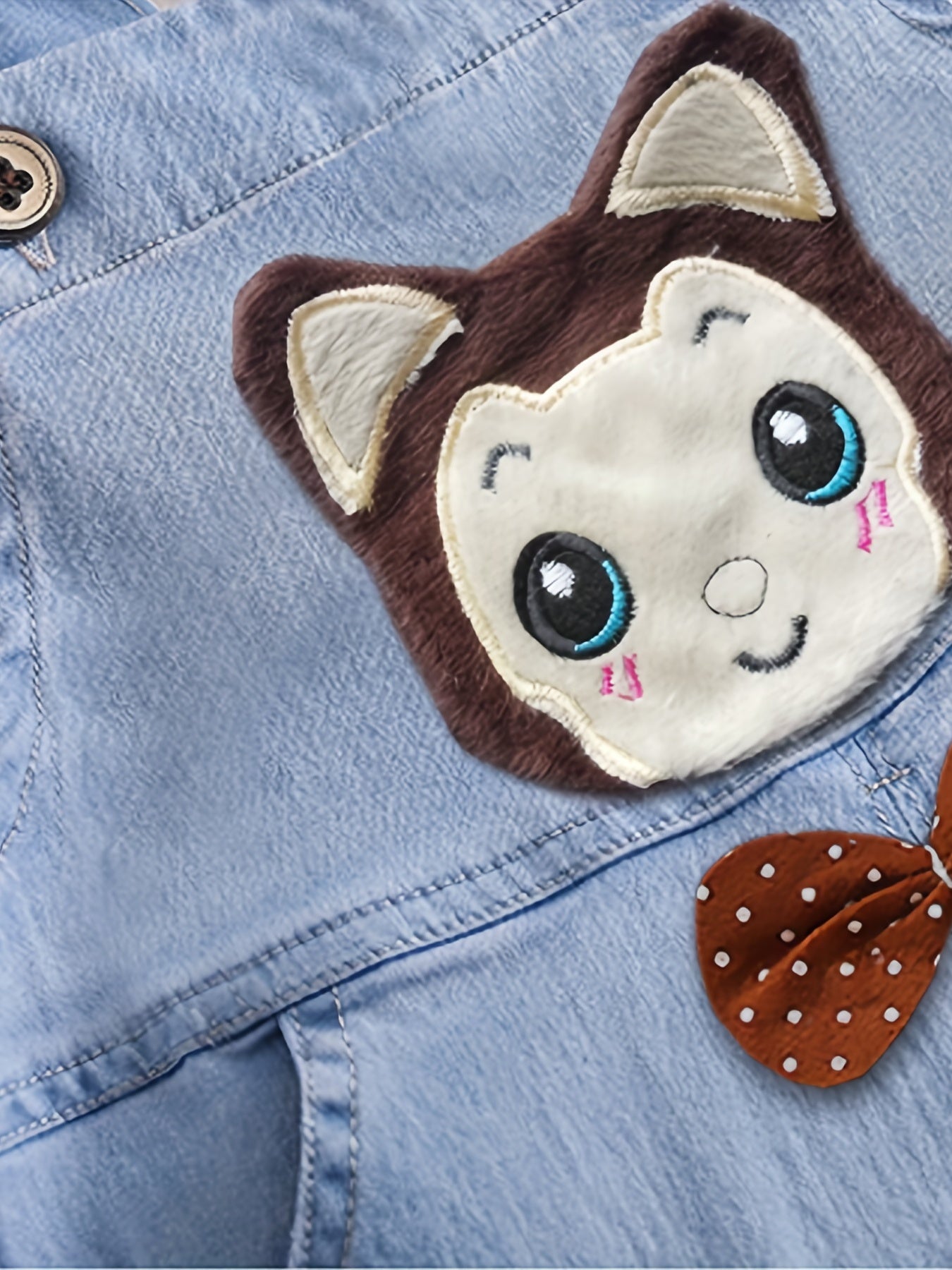 Cat Cartoon Embroidery Overalls For Baby Boy And Girl