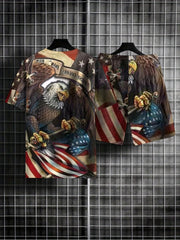 Men's Vintage Eagle & American Flag Graphic T shirt & Shorts