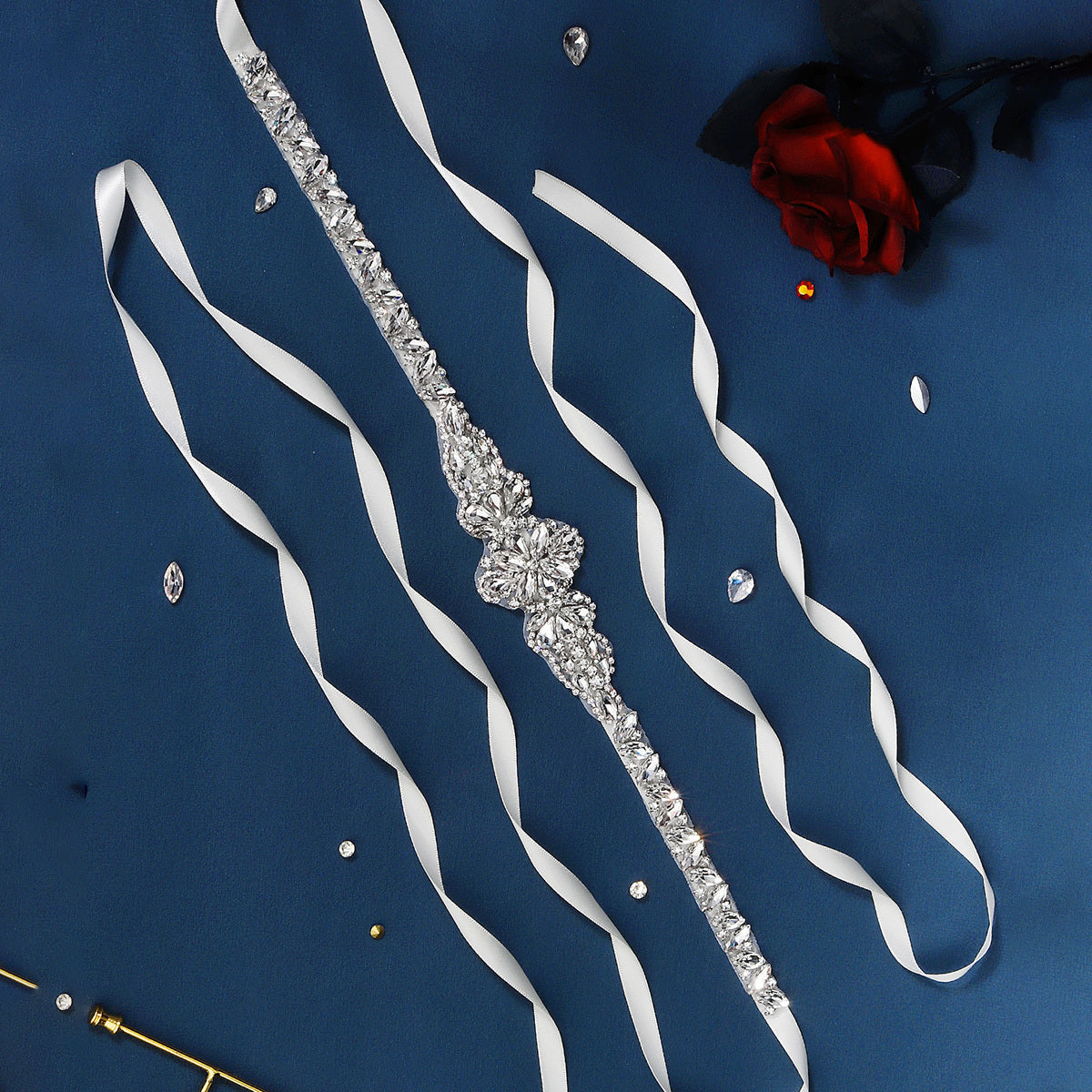 Pearl and Rhinestone Bridal Belt Crystal Wedding Sash