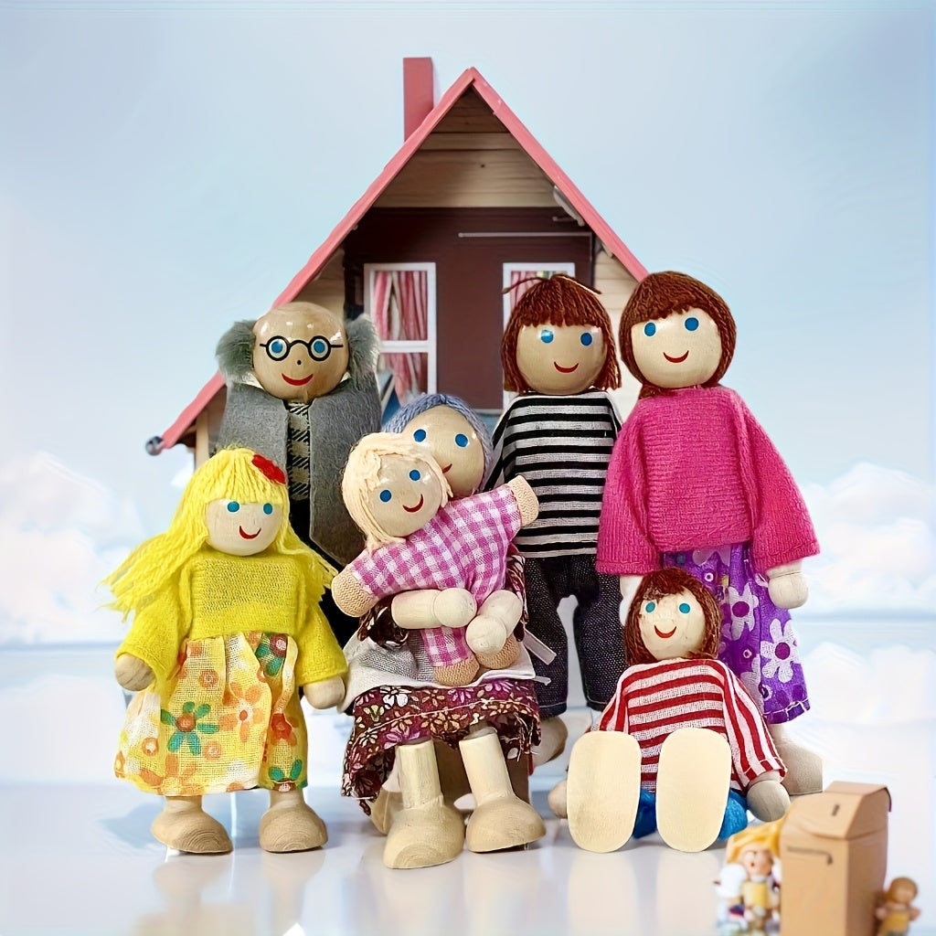 Family Doll Set Matching Outfits for Parents and Grandparents Jointed Figures