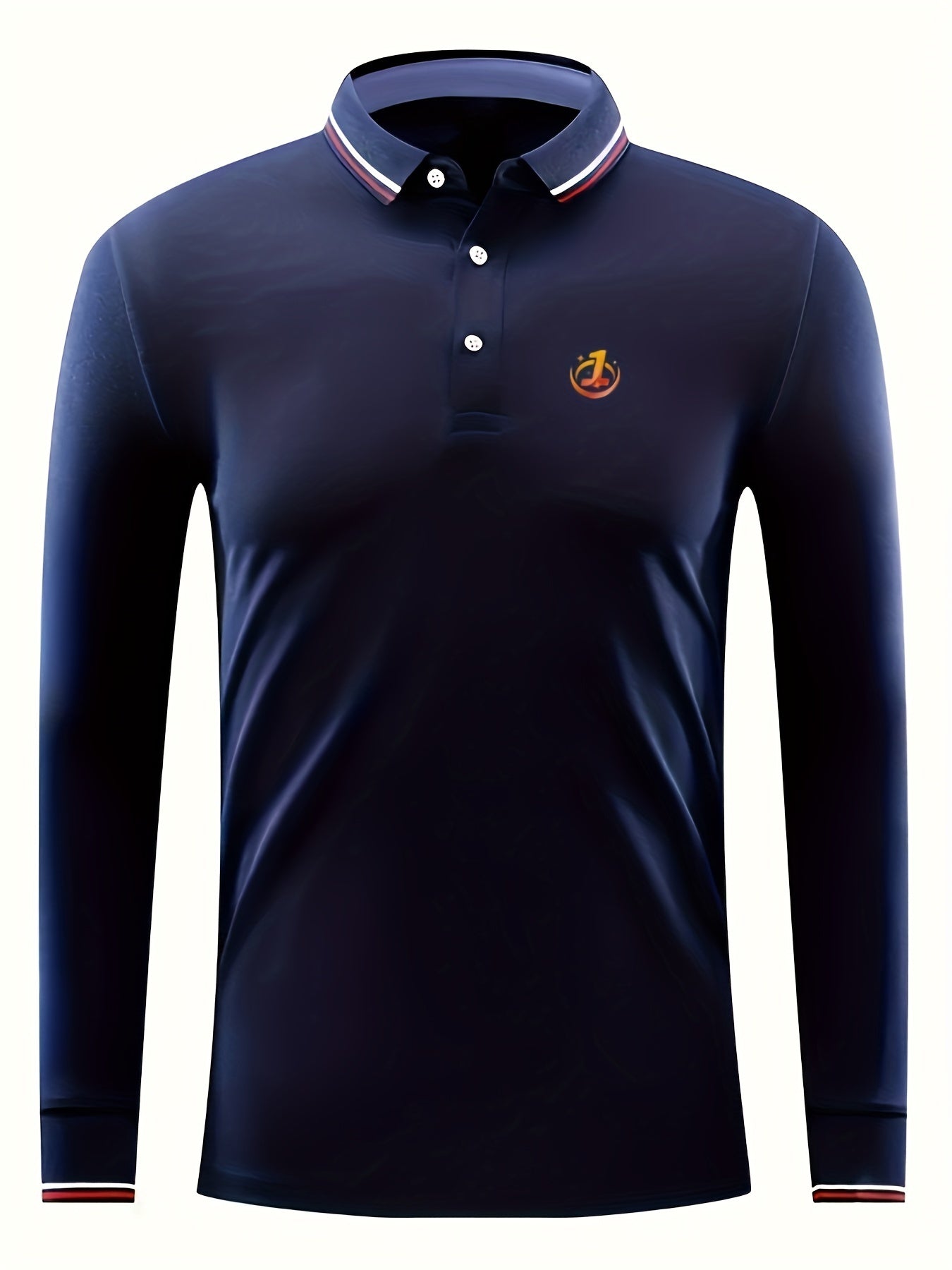 Men's Print Polo Shirt Casual Stretch Breathable Button Up Long Sleeve Shirt