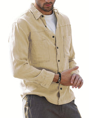 Men's Long Sleeve Button-Up Shirt for Business Occasions