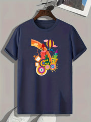 Cartoon Pattern Men's Sports T-shirt Graphic Tee for Fitness Activities