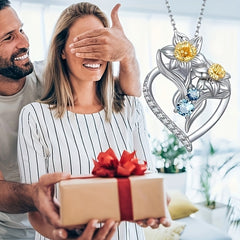 Heart shaped Lily Rhinestone Pendant Necklace For Women