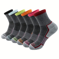 6 Pairs Basketball Socks for Men & Women - Cushioned Athletic Crew Socks
