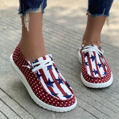 Women's Striped & Star Slip On Canvas Shoes