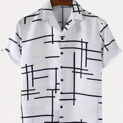 Stripe Print Men's Hawaiian Shirt for Summer Vacation