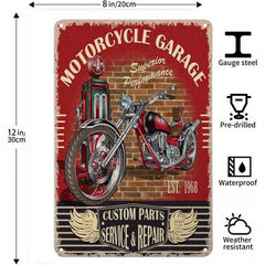 Vintage Metal Sign Pin Up Girl Motorcycle Tin Sign Motor Garage Red