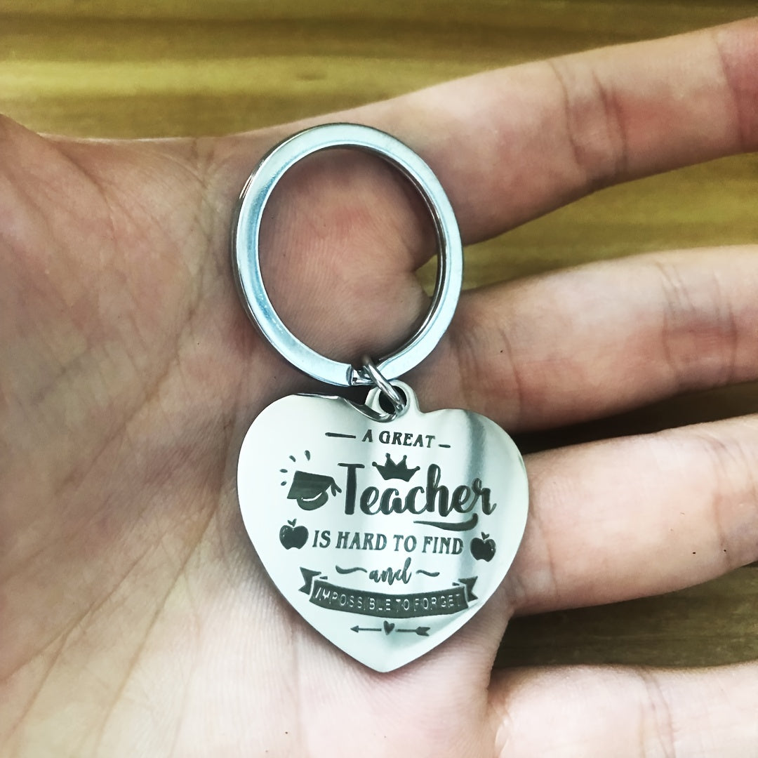 Great Teacher Keychain Heart Metal Key Ring Graduation Gift Teacher Appreciation