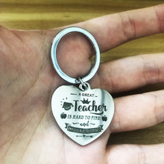 Great Teacher Keychain Heart Metal Key Ring Graduation Gift Teacher Appreciation