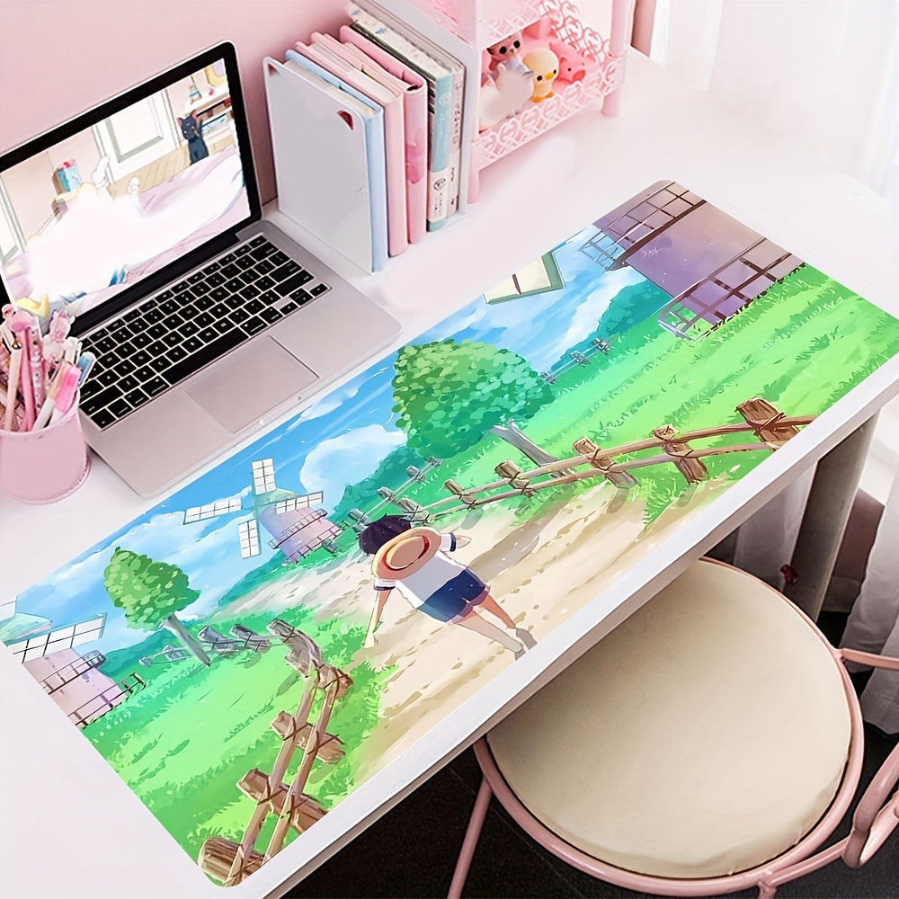 Green Grassland Mouse Pad Soft Anti Slip Desktop Mat for Gaming Office Laptop