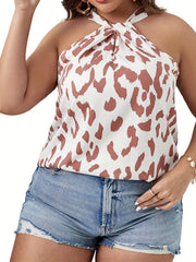 Leopard Print Halter Neck Tank Top