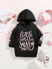 Baby Girls Hooded Dress Letter Print Casual Hoodie Long Sleeve Dress