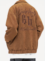 Embroidered Fleece Casual Jacket Women's Clothing