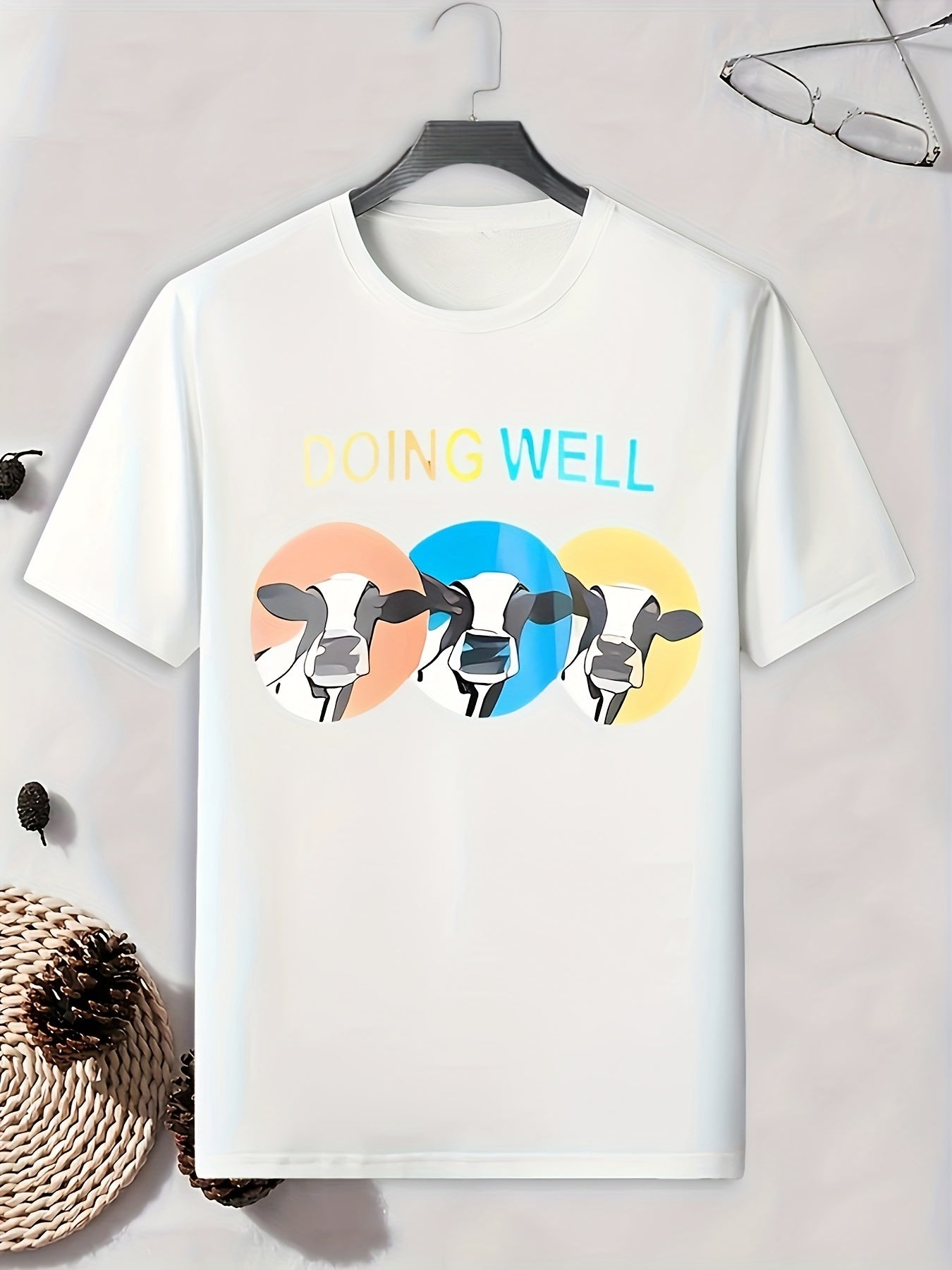 Cows Print Men's Graphic T shirt Casual Comfy Tees For Summer