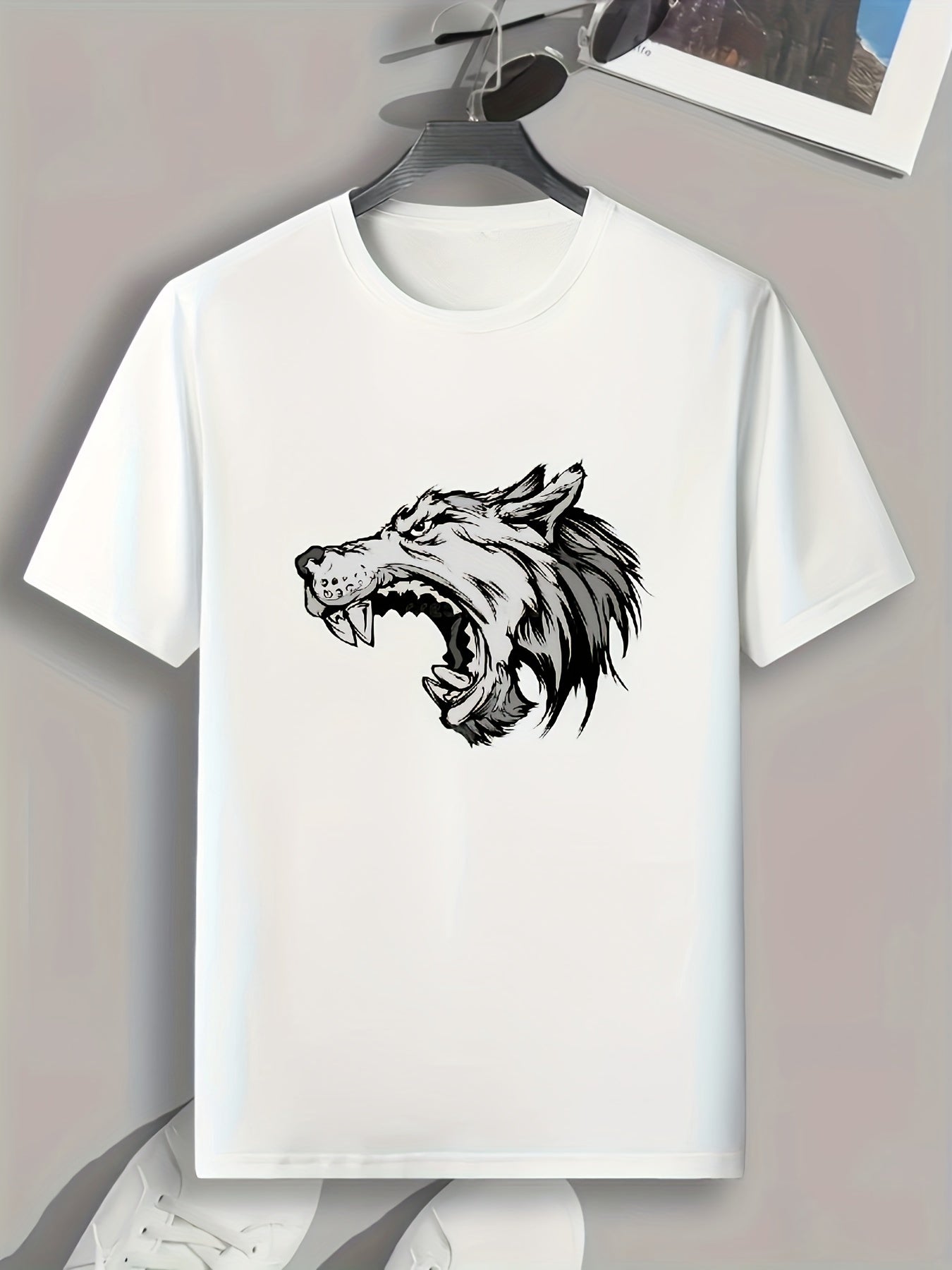 Fierce Wolf Comics Print Men's Comfy T-shirt for Outdoor Summer