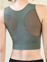 Mesh Racerback Crop Sport Top Gym Yoga Bra