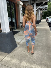 Tie Dye Spaghetti Jumpsuit Casual Sleeveless Summer Jumpsuit With Pocket