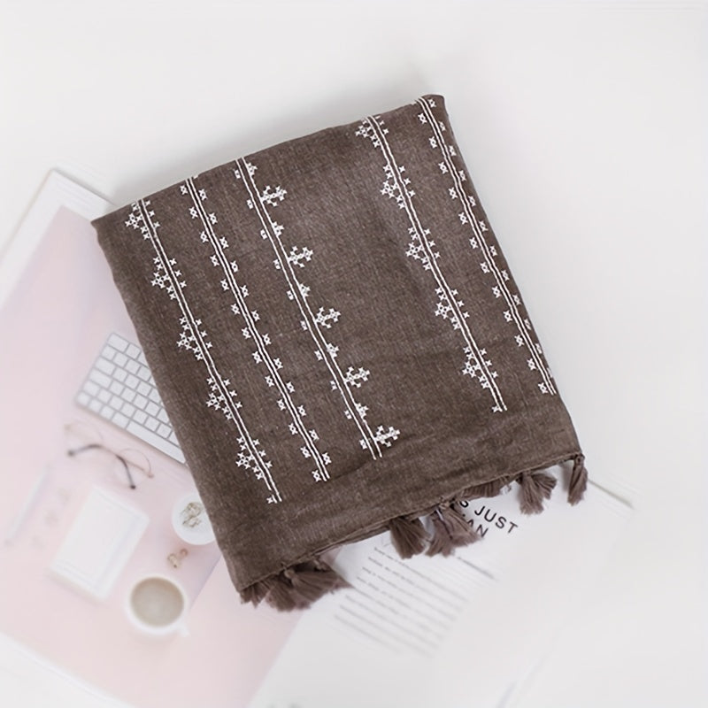 Polyester Print Tassel Scarf Casual Accessories