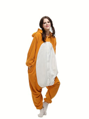 Women's Plus Size Cartoon Animal Plush Hooded Onesie Costume
