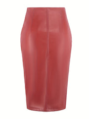 Sexy High Waist Faux Leather Pencil Skirt