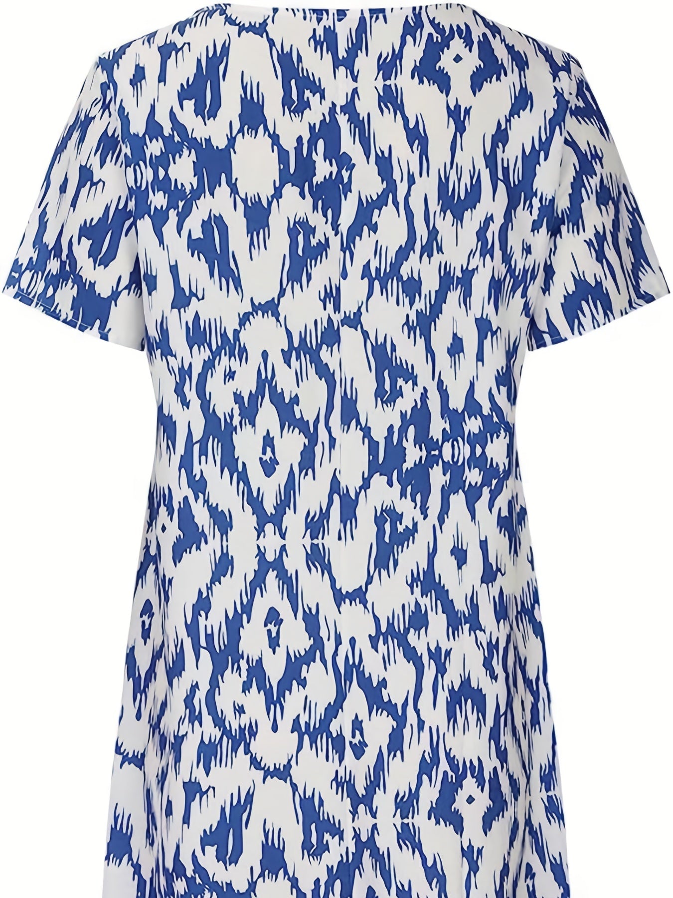 Ikat Print V Neck Stretch Dress