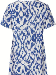 Ikat Print V Neck Stretch Dress