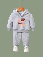 Love Pattern Hooded Sweatshirt for Girls