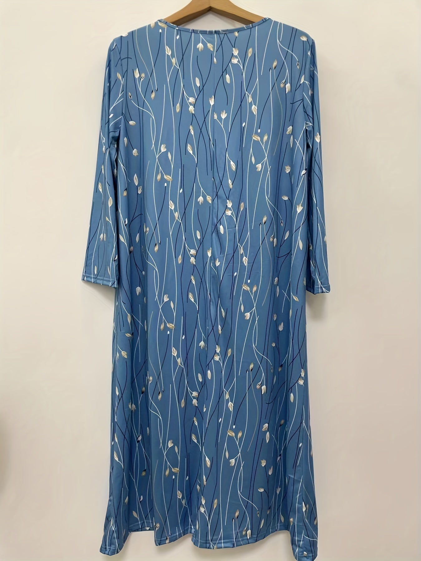 Casual Dress Women's Plus Floral Print Three Quarter Sleeve