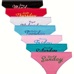 7 Pack Plus Size Letter Print Panties Women's Plus Knot Front Lingerie