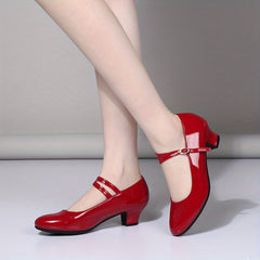 Women's Latin Dance Shoes Ankle Strap Buckle Pumps