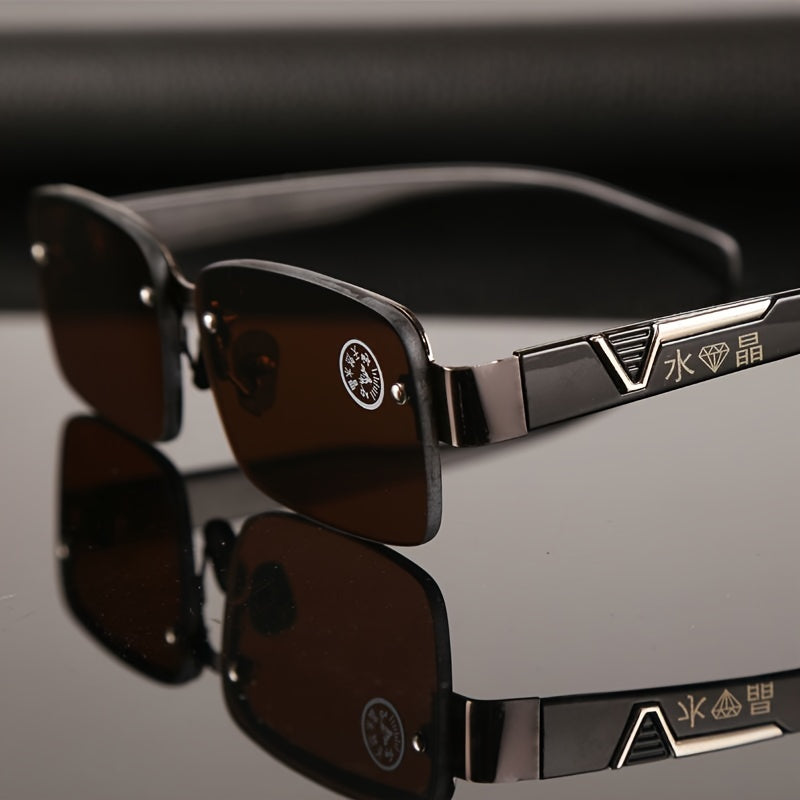 PXWODOFT Men's Rimless Crystal Sunglasses with Packaging