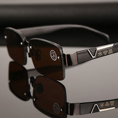 PXWODOFT Men's Rimless Crystal Sunglasses with Packaging