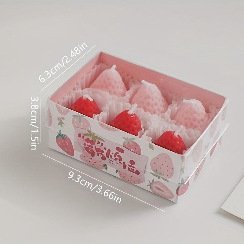 Fruit Aroma Candle Strawberry Scented 9pcs Box Stress Relief Deco