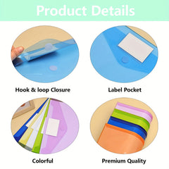 48pcs 10 Colors Plastic Envelopes Poly Envelopes File Folders