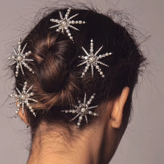 Sunflower Rhinestone Pearl Hair Comb Golden Hairpin Bridal Wedding Accessories