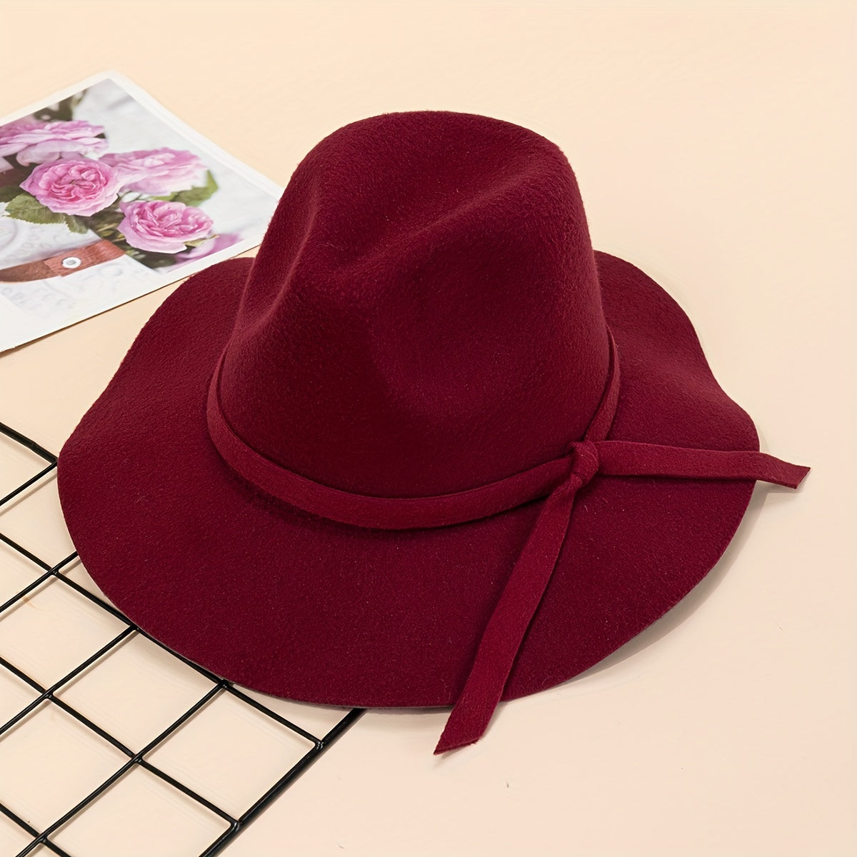 Ribbon Trimmed Hat Fedoras Polyester Vacation