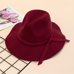 Ribbon Trimmed Hat Fedoras Polyester Vacation