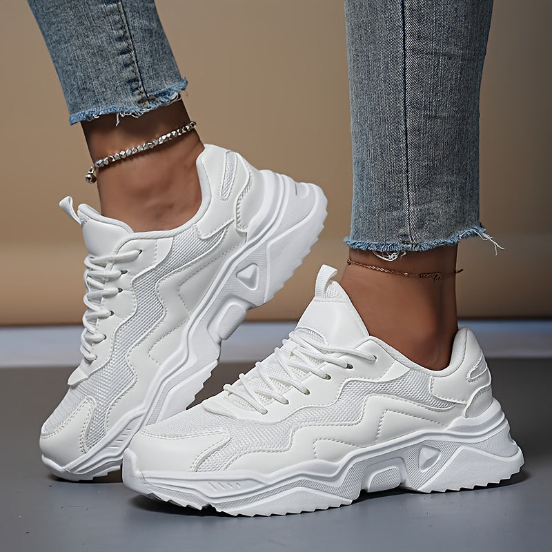 Women's Mesh Chunky Sneakers Non slip Comfort Lace up Athletic Dad Shoes