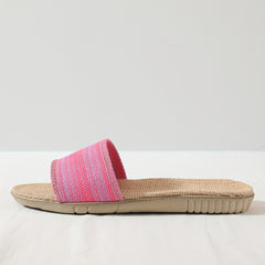 Women's Casual Linen Flat Slides Comfy Cross Strap Non Slip Shoes