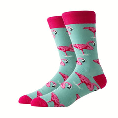 5 Pairs Flamingo Pattern Socks Breathable Mid Tube Women's Stockings
