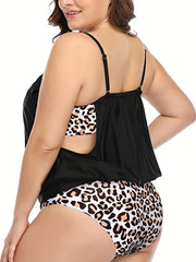 Leopard Panel Cut Out Cami Top & Shorts Set