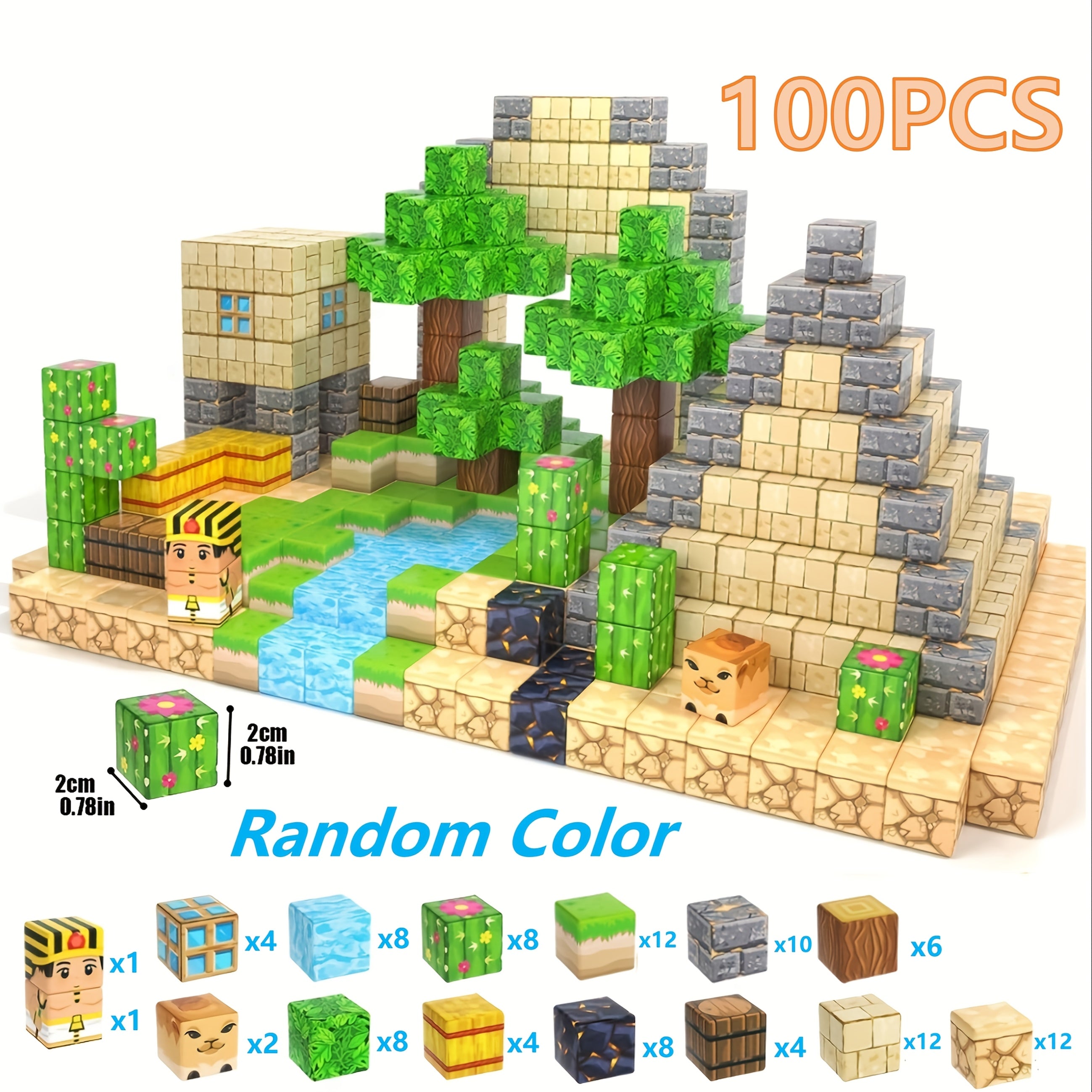100pcs Magnetic Block Toy Set Desert Construction & Adventure World