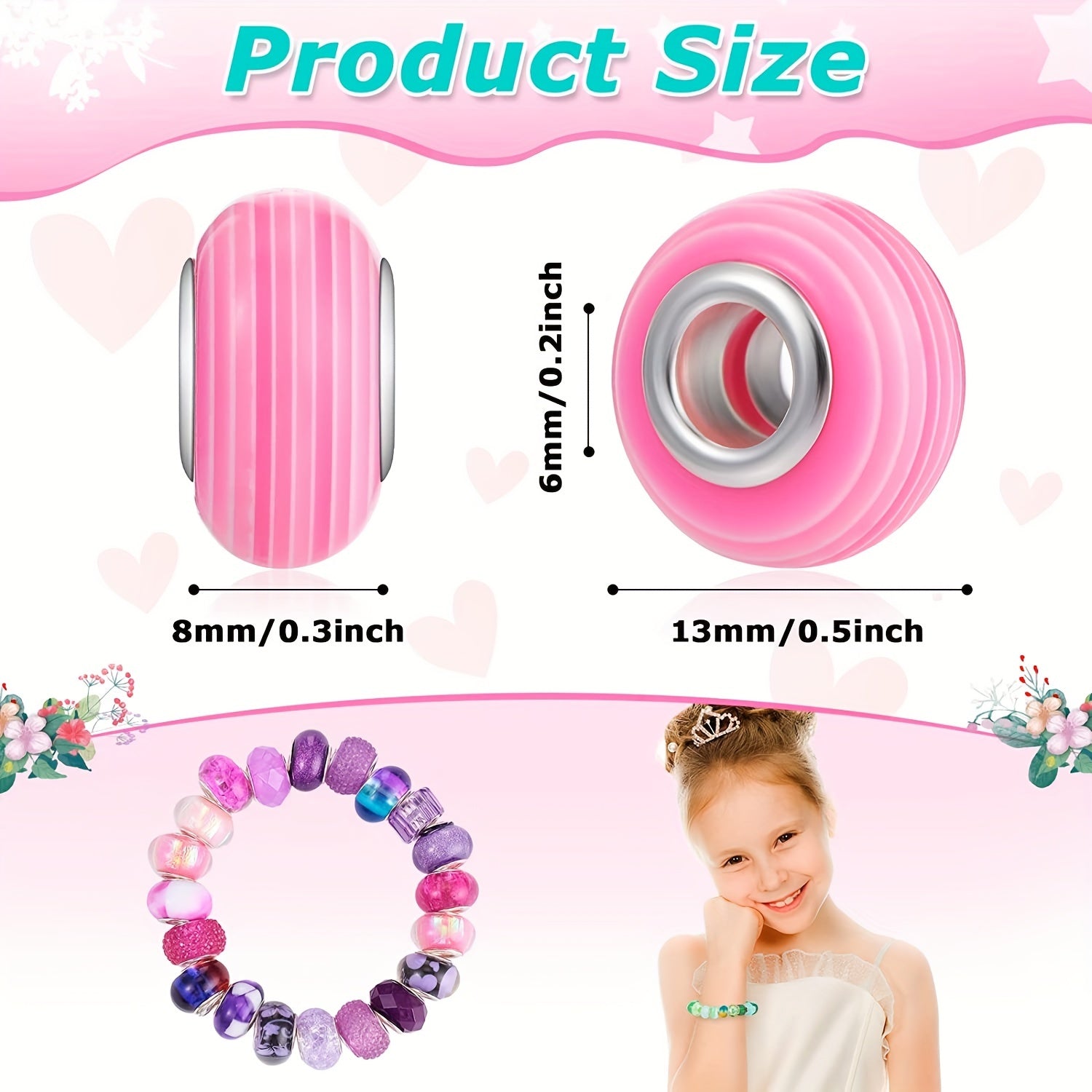 50pcs Mix European Beads Large Hole Crystal Glass Spacer Beads