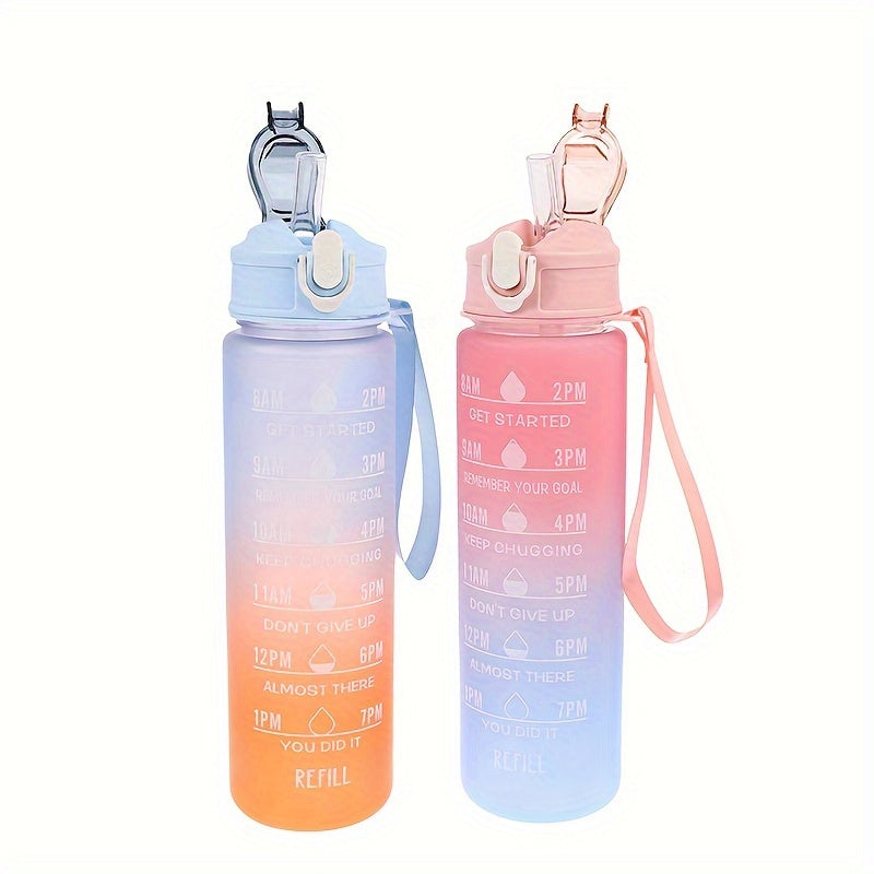 900ml Gradient Water Bottle Leakproof Flip Top Cup Fitness Travel