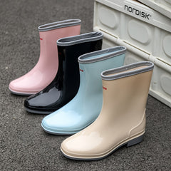 Women's Waterproof Non-Slip Rain Boots Outdoor Mid-Top Boots