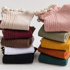 5 Pairs Women's Pearl Lace Stretch Casual Socks