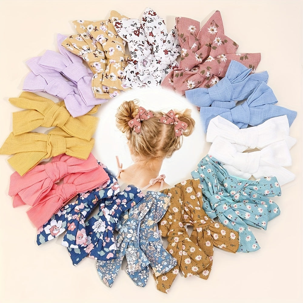 24pcs Baby Girls Floral Bow Hair Clips - Hair Accessories for Children