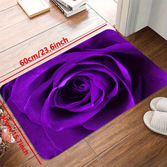 Purple Rose Kitchen Mat Non Slip Waterproof Stain Resistant Soft Sponge Doormat