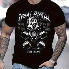 Skull Pattern Print Men's Short Sleeve T-shirt Graphic Tee